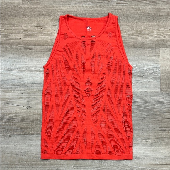 Women's Red Sleeveless Mesh Tank Top, Size Medium - Picture 1 of 4
